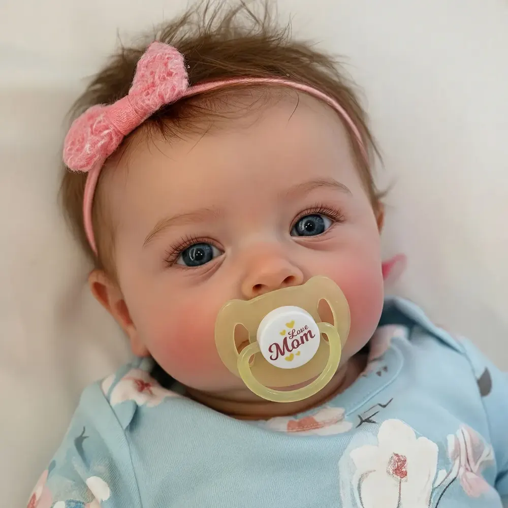 18" Real Lifelike Cute Eyes Opened Reborn Newborn Doll Girl Named Sum With Blue Eyes, photograph 3