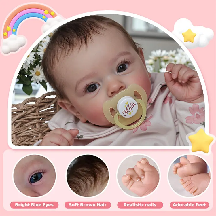 18" Real Lifelike Reborn Newborn Baby Doll Blue Opened Eyes Girl Named Viliera, photograph 2