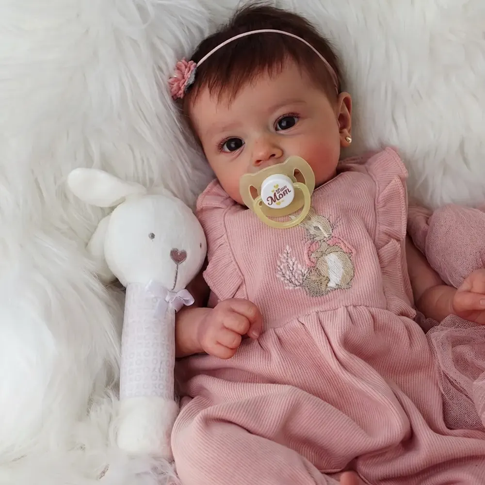 18" Reborn Baby Girl Doll with Lifelike Gentle Heartbeat Coos and Breath, photograph 3