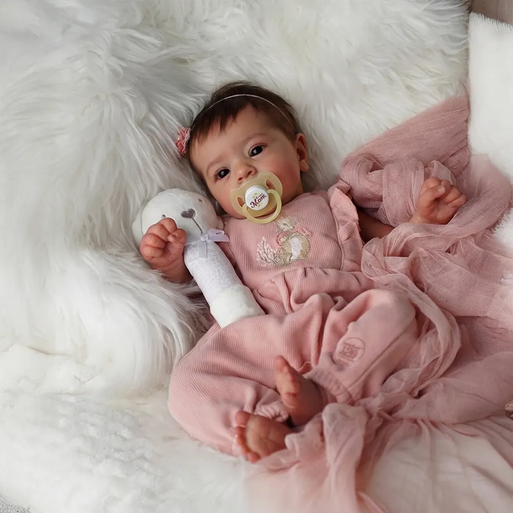 18" Reborn Baby Girl Doll with Lifelike Gentle Heartbeat Coos and Breath, photograph 4