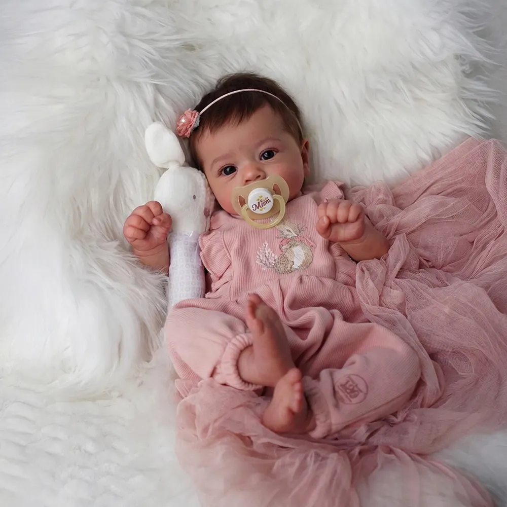 18" Reborn Baby Girl Doll with Lifelike Gentle Heartbeat Coos and Breath, photograph 5
