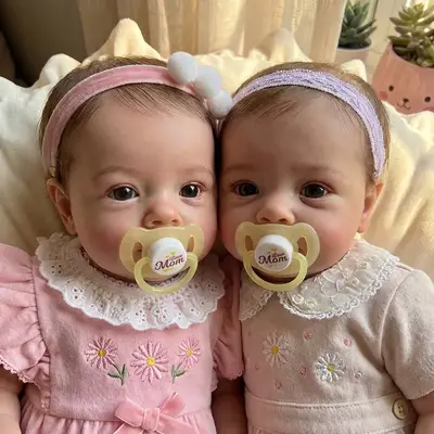 18" Reborn Twins Girl Doll with Lifelike Baby Face