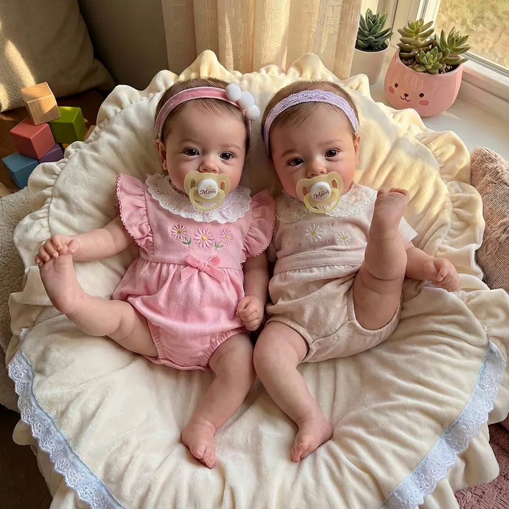 18" Reborn Twins Girl Doll with Lifelike Baby Face, photograph 2