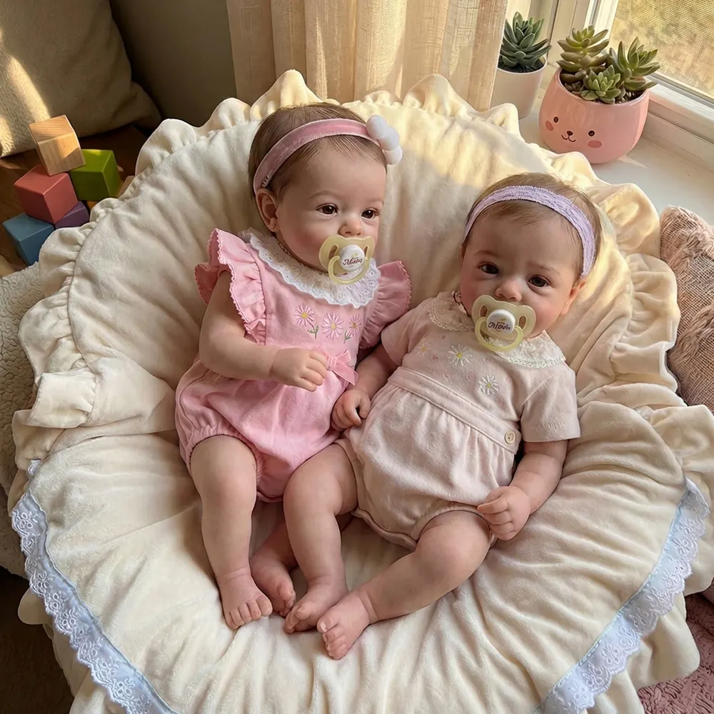 18" Reborn Twins Girl Doll with Lifelike Baby Face, photograph 4