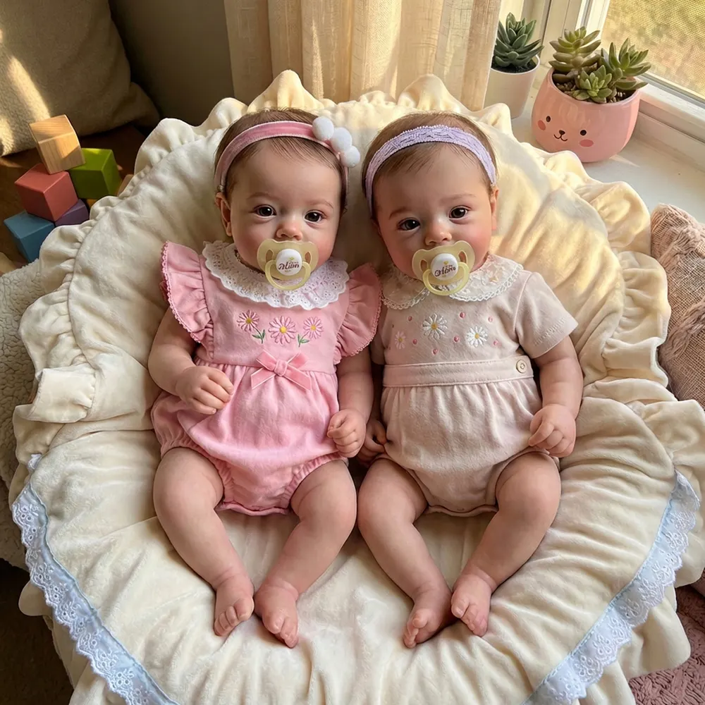 18" Reborn Twins Girl Doll with Lifelike Baby Face, photograph 5