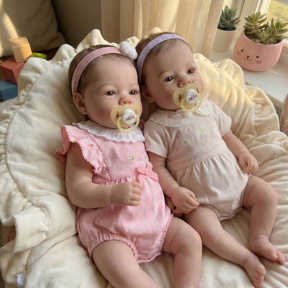 18" Reborn Twins Girl Doll with Lifelike Baby Face, photograph 6