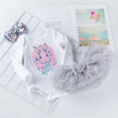 20"-22" Grey Skirt for Reborn Girl Baby Accessories 3-Pieces Set