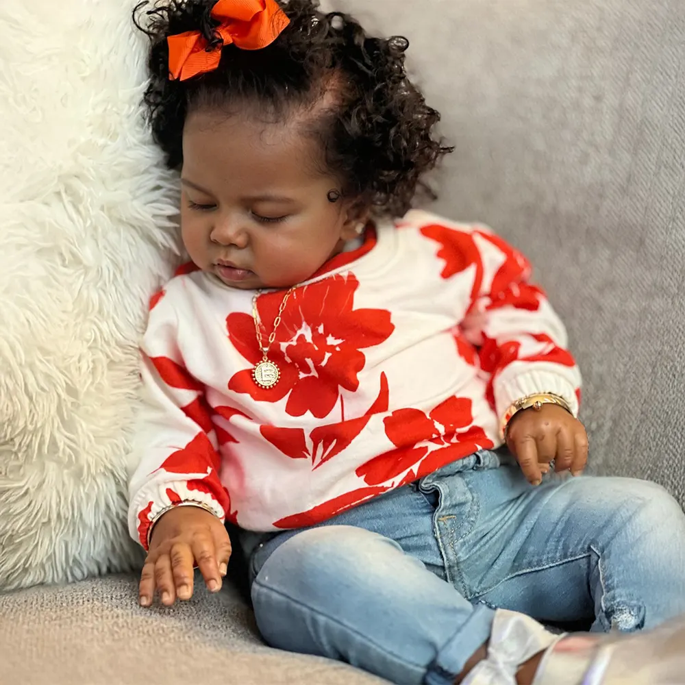 20" African American Reborn Baby Doll with Regular Heartbeat and Soothing Breath, photograph 3