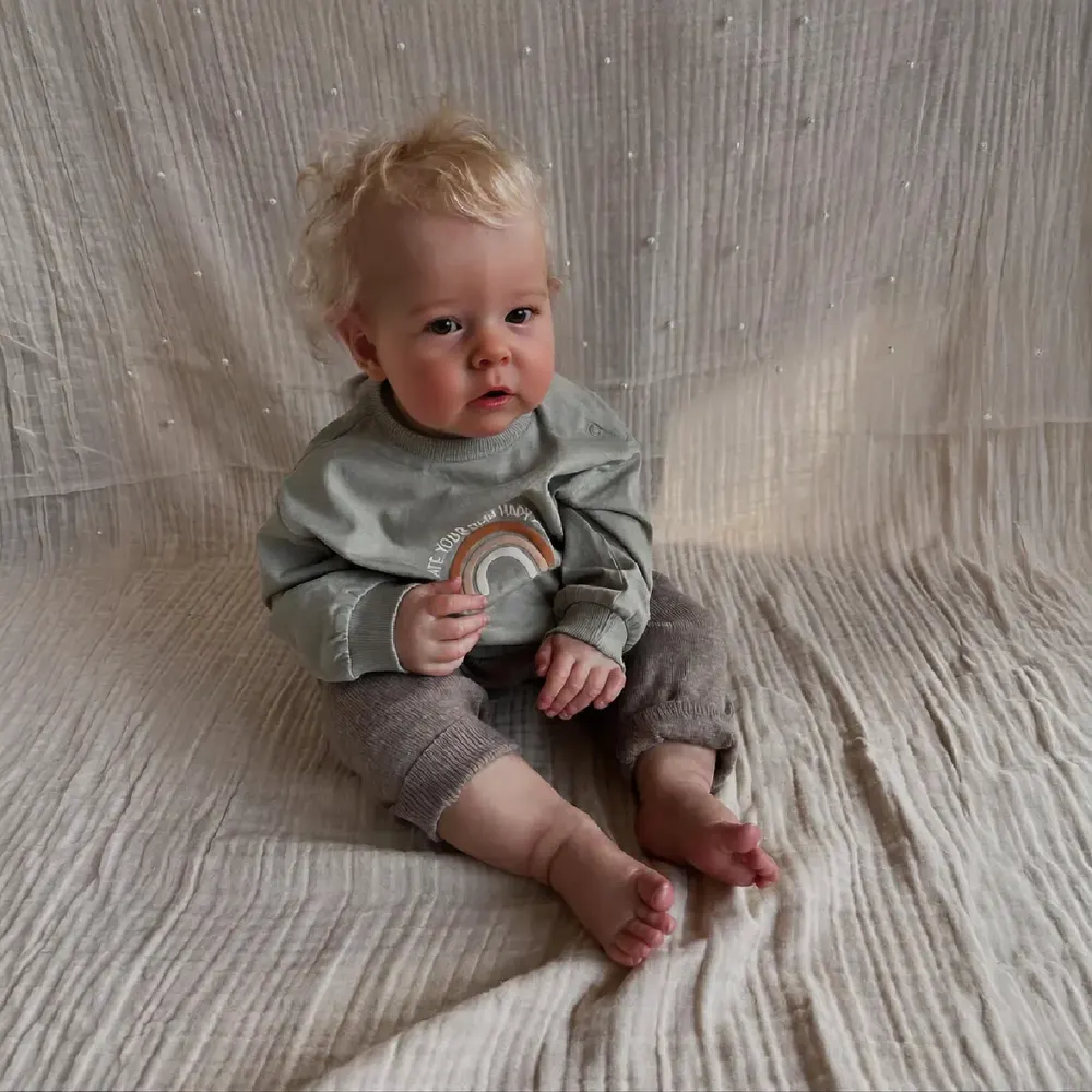 20" Awake Toddler Boy Doll Made of Soft Vinyl with Brown Hair and Heartbeat, photograph 2