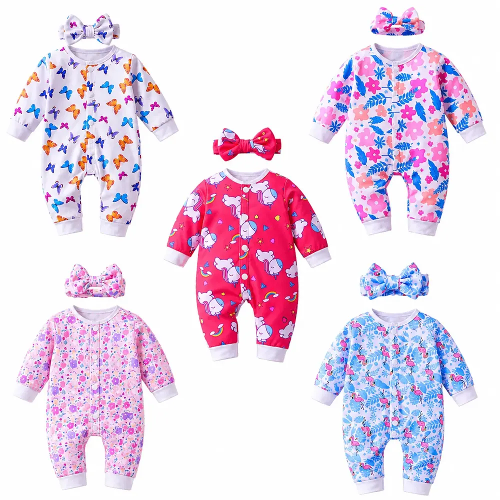 20" Cute Animal & Floral Romper Outfits 5 Sets for Reborn Baby Dolls