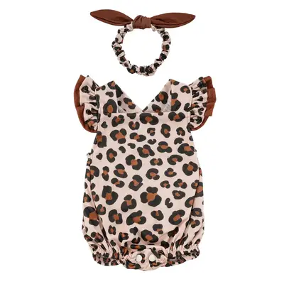 20" Cute Leopard Print Flutter Sleeve Romper Set for Reborn Baby Dolls