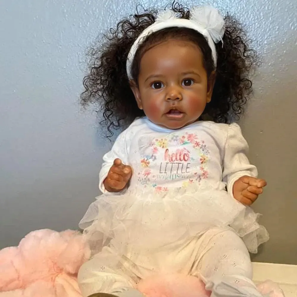 20" Diaz Black African American Reborn Baby Doll Toddlers Girl with Clothes