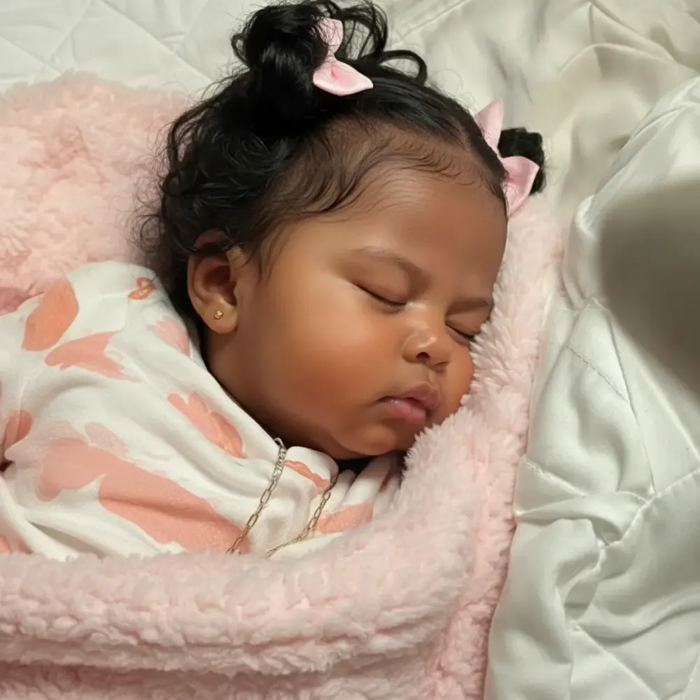 20" Handmade Lifelike Reborn African American Newborn Baby Eyes Closed Girl Nayyra, photograph 3