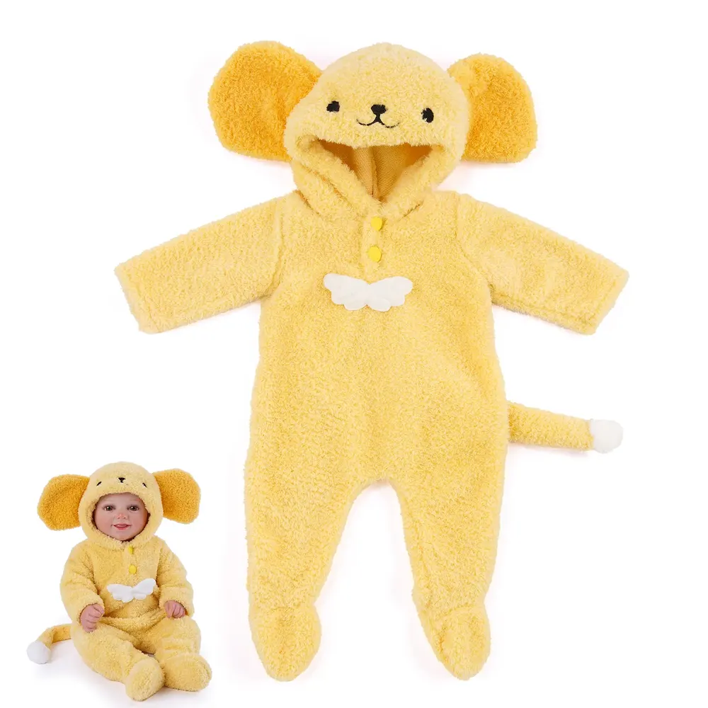 20" Cute Yellow Animal Plush Romper for Reborn Dolls, photograph 2