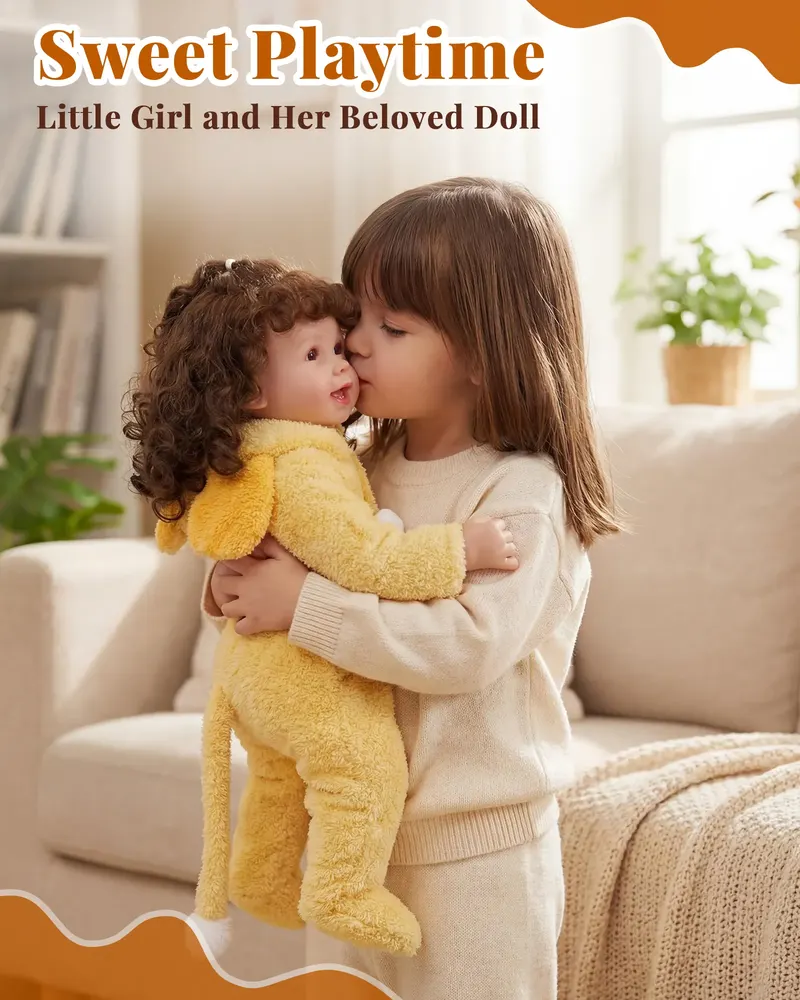 20" Cute Yellow Animal Plush Romper for Reborn Dolls, photograph 6