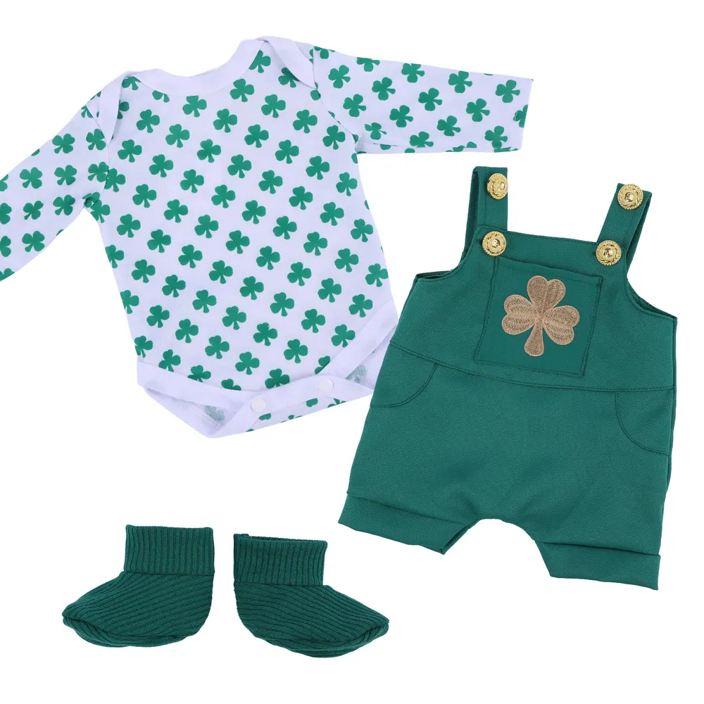 20" Four-Leaf Clover Green Overalls Four-Piece Set