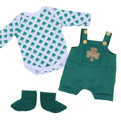 20" Four-Leaf Clover Green Overalls Four-Piece Set