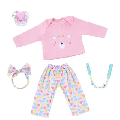 20" Pink Bear Top and Heart-Shaped Pants 5 Pieces Set