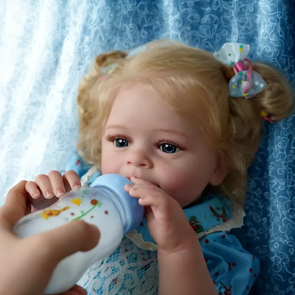 20" Lifelike Blue Eyes Handmade Silicone Vinyl Reborn Baby Girl Zidina, photograph 5