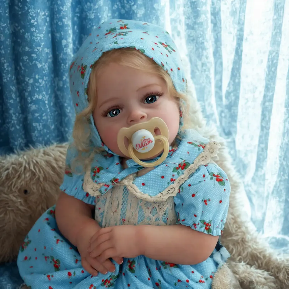 20" Lifelike Blue Eyes Handmade Silicone Vinyl Reborn Baby Girl Zidina, photograph 6