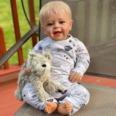 20" Lifelike Blue Eyes Handmade Weighted Cloth Reborn Baby Boy Toddler Doll Toy
