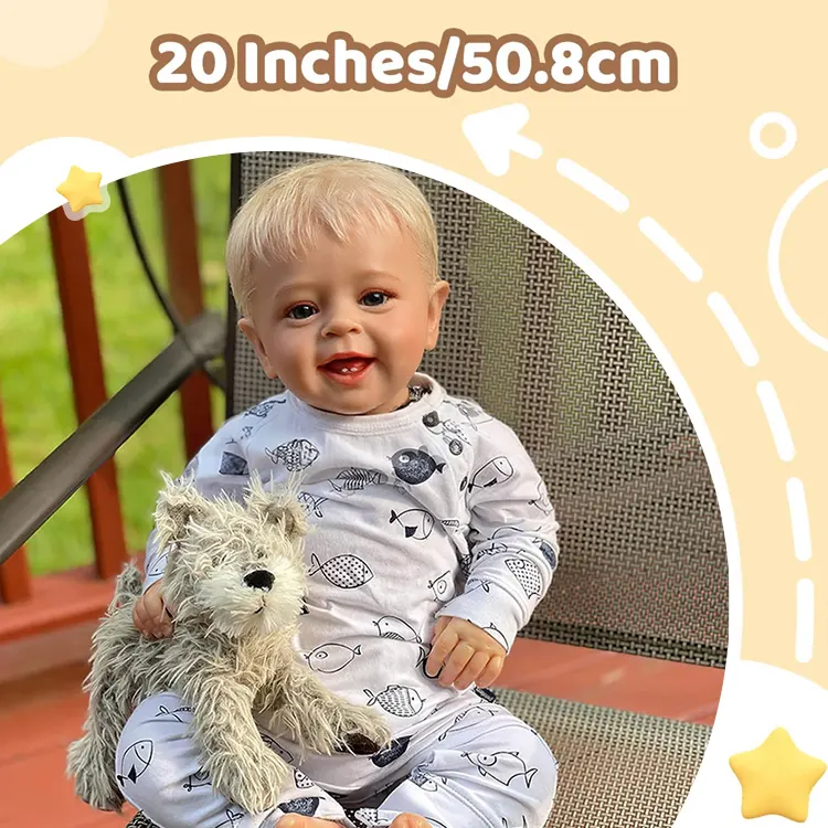 20" Lifelike Blue Eyes Handmade Weighted Cloth Reborn Baby Boy Toddler Doll Toy, photograph 3