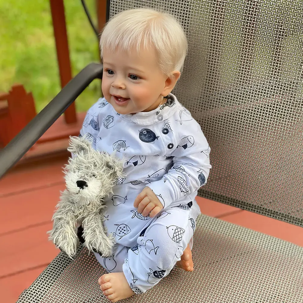 20" Lifelike Blue Eyes Handmade Weighted Cloth Reborn Baby Boy Toddler Doll Toy, photograph 5
