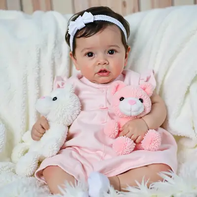 20" Lifelike Realistic Awake Girl Doll Named Vilina Reborn Baby Doll with Brown Hair