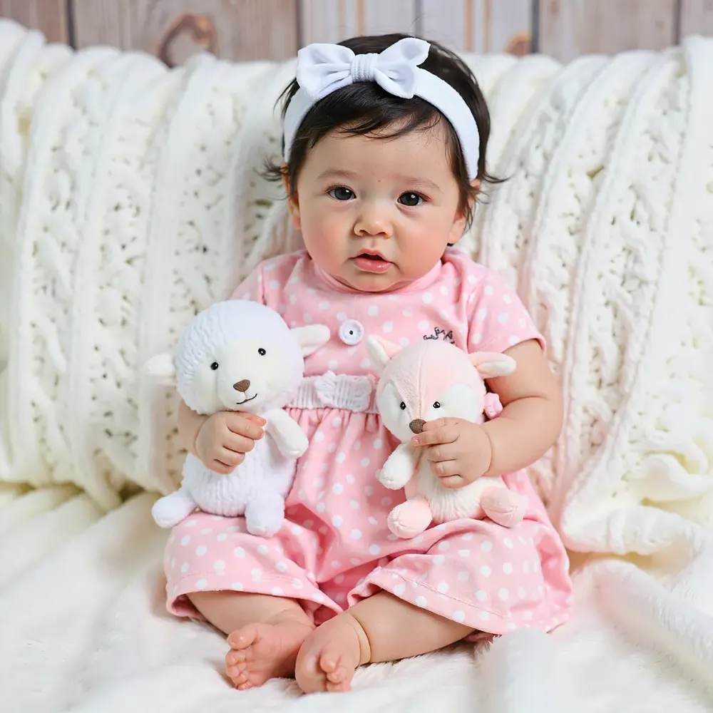 20" Lifelike Realistic Awake Girl Doll Named Vilina Reborn Baby Doll with Brown Hair, photograph 2