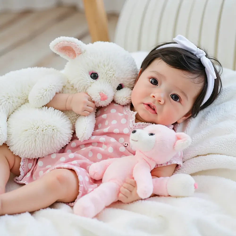 20" Lifelike Realistic Awake Girl Doll Named Vilina Reborn Baby Doll with Brown Hair, photograph 6
