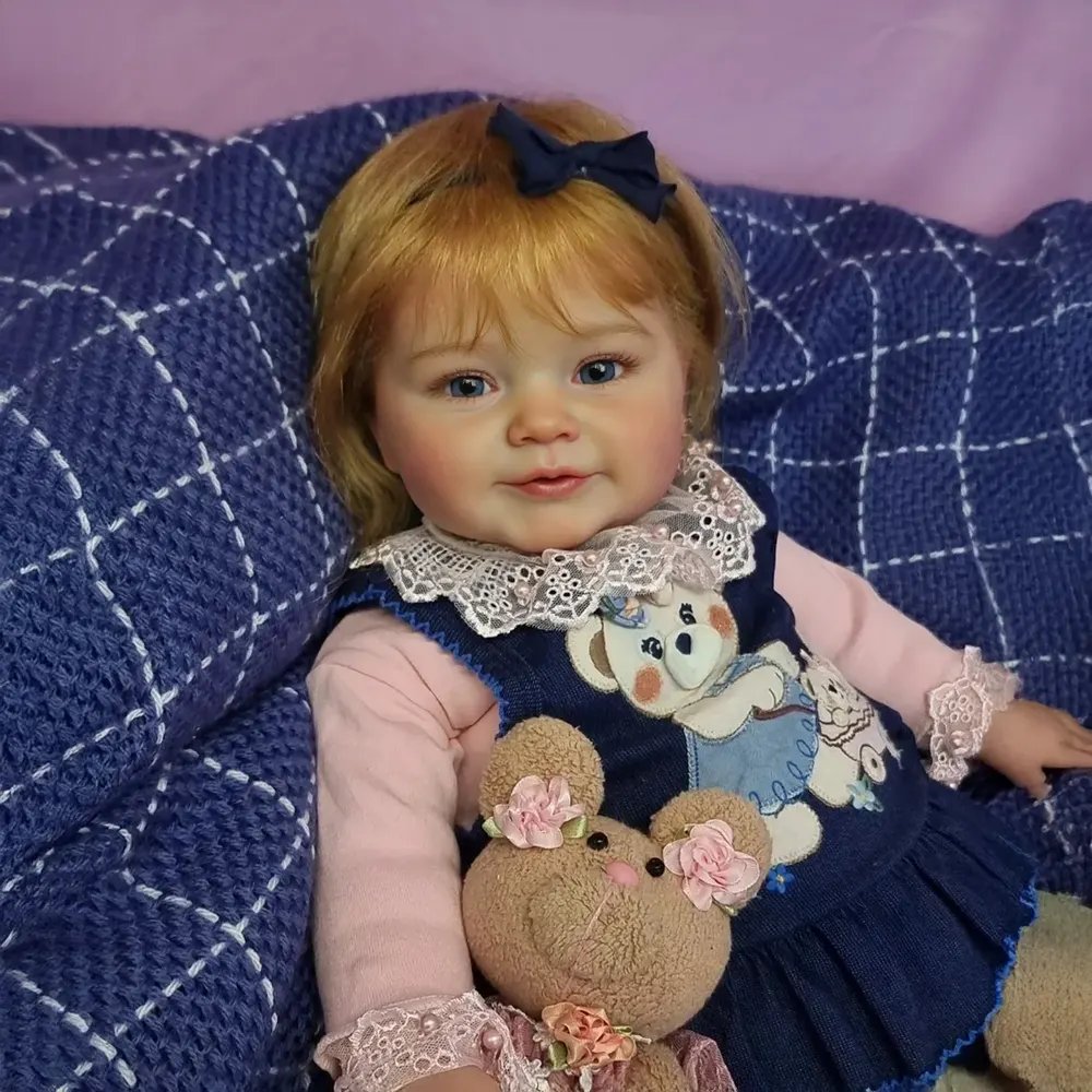 20" Lifelike Soft Blonde Hair Baby Girl Doll with Sweet Smile, photograph 2