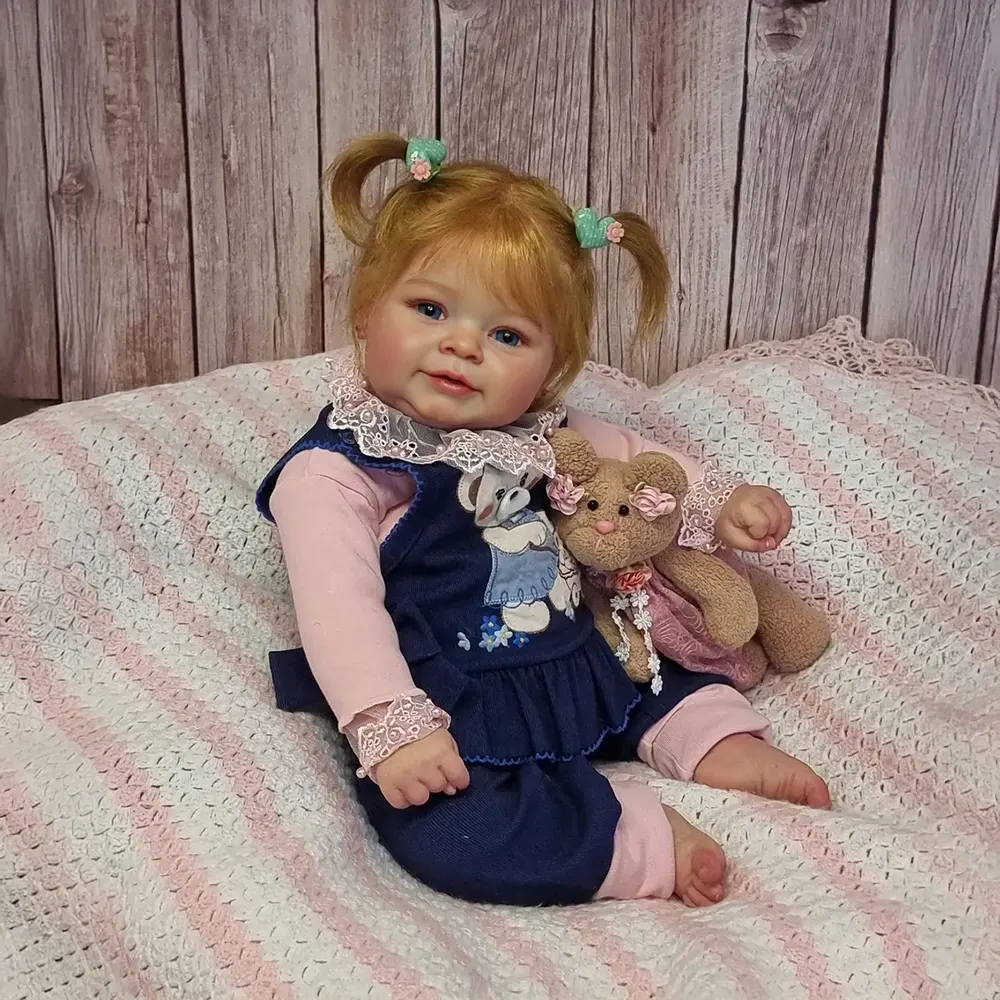 20" Lifelike Soft Blonde Hair Baby Girl Doll with Sweet Smile, photograph 4