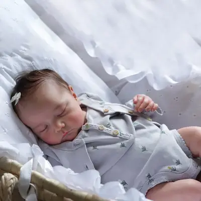 20" Newborn Lifelike Sleeping Baby Brown Hair Doll Girl Noda with Heartbeat & Sound