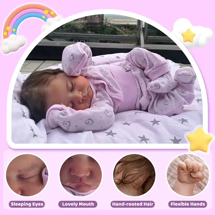 20" Newborn Lifelike Sleeping Silicone Vinyl Reborn Baby Doll Girl Josephine, photograph 2