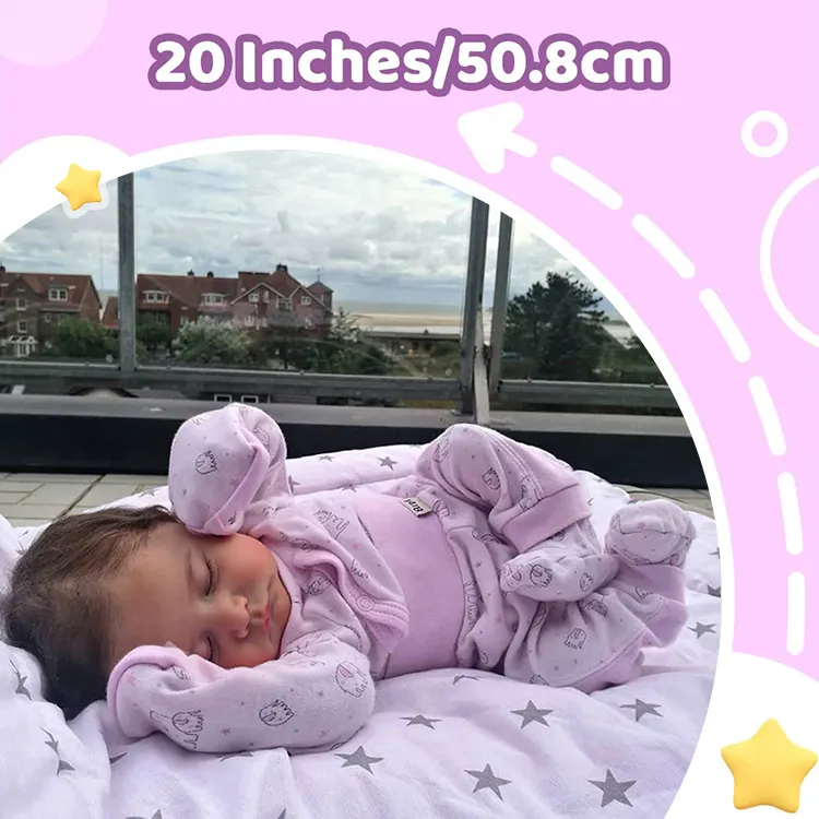 20" Newborn Lifelike Sleeping Silicone Vinyl Reborn Baby Doll Girl Josephine, photograph 3