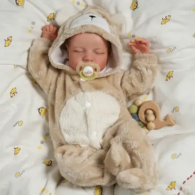 20" Newborn Lifelike Sleeping Baby Painted Hair Doll Boy Named Bussona
