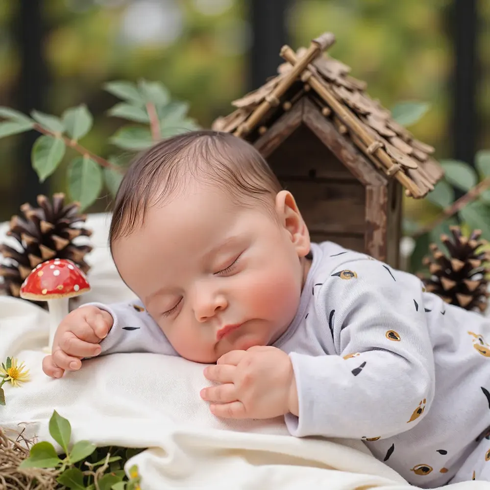 20" Newborn Sleeping Baby Doll Boy Pedias Anatomically Correct with Brown Hair, photograph 6