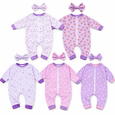 20" Pastel Print Doll Outfit 5 Sets with Matching Headbands for Reborn Baby Dolls