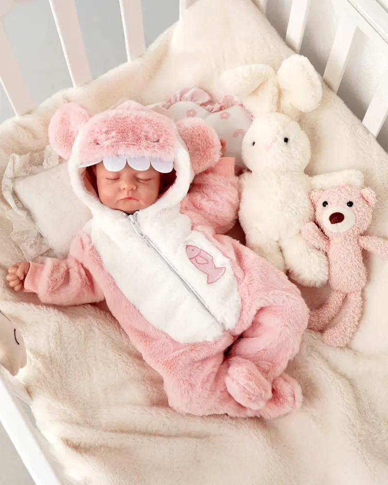 20" Pink Shark Set Cute Plush Bodysuit for Reborn Babies, photograph 3