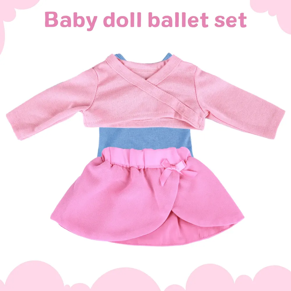 20" Powder Blue Ballet Outfit 6 Pcs Reborn Baby Doll Clothes Accessories Set, photograph 2