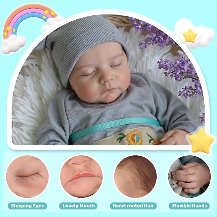 20" Real Lifelike Carley, Realistic Soft Sleeping Silicone Toddler Reborn Boy Doll, photograph 2