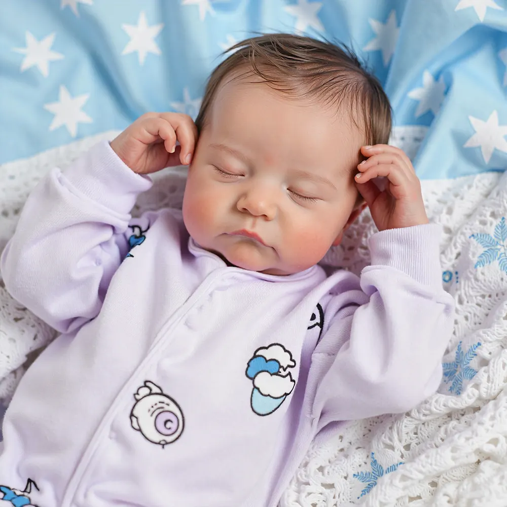 20" Real Lifelike Cute Reborn Newborn Baby Girl Doll Named Fulina with Brown Hair