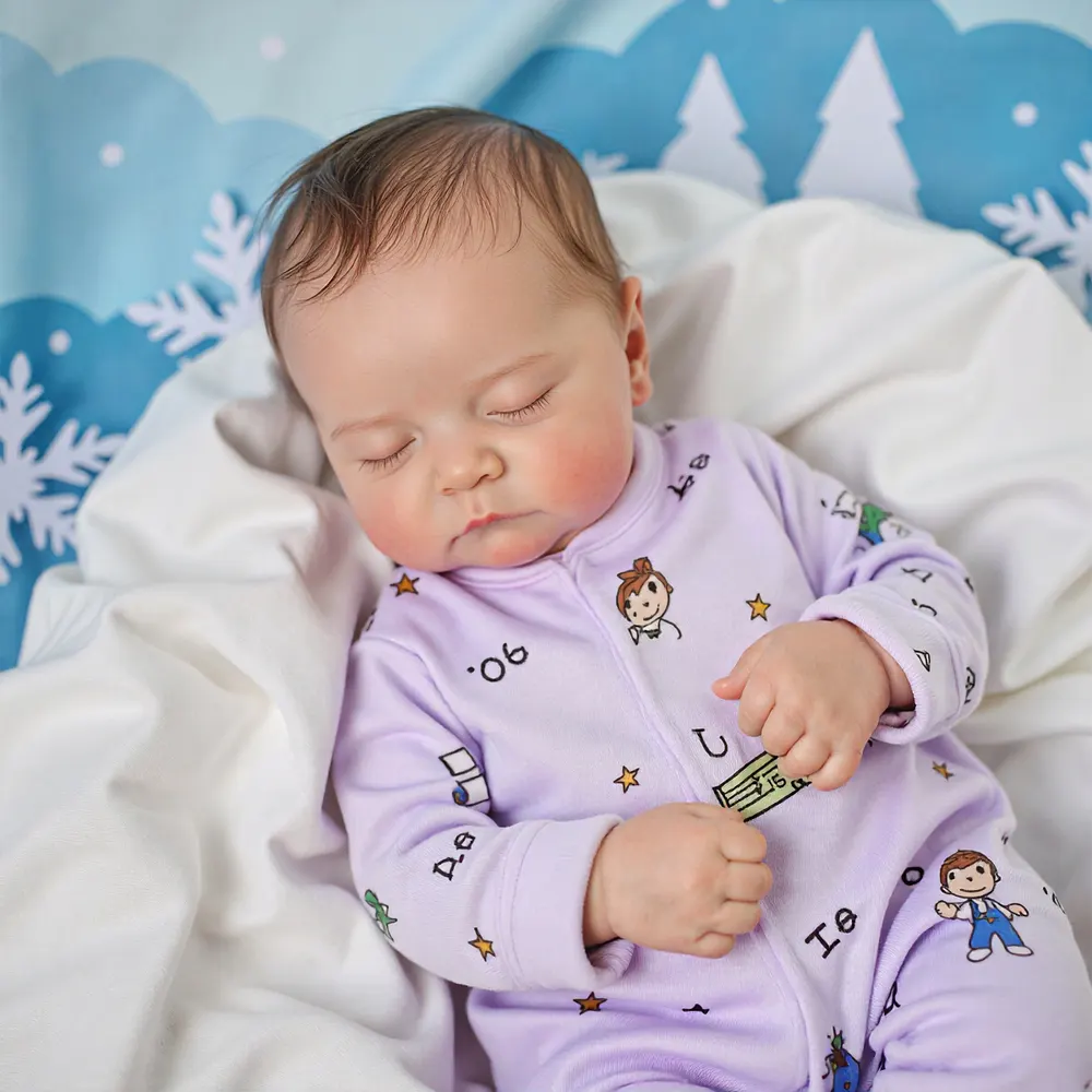 20" Real Lifelike Cute Reborn Newborn Baby Girl Doll Named Fulina with Brown Hair, photograph 3