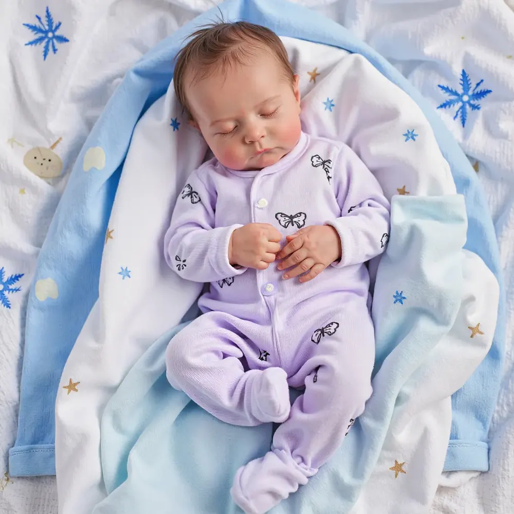 20" Real Lifelike Cute Reborn Newborn Baby Girl Doll Named Fulina with Brown Hair, photograph 5
