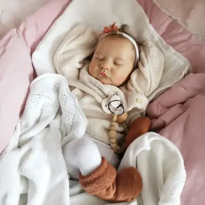 20" Realistic Sleeping Vinyl Reborn Baby, Closed Eyes, Caucasian Skin