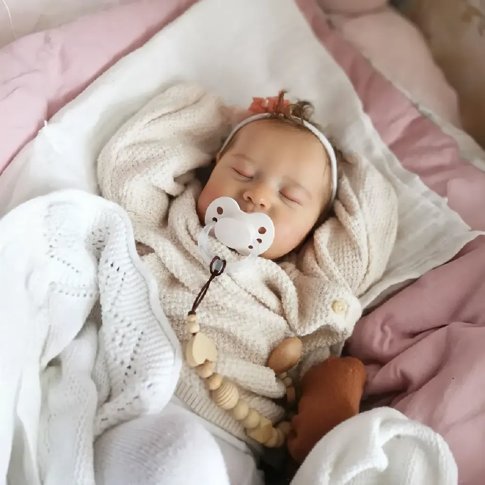 20" Realistic Sleeping Vinyl Reborn Baby, Closed Eyes, Caucasian Skin, photograph 2