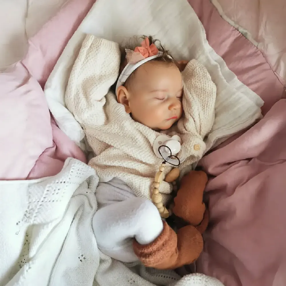 20" Realistic Sleeping Vinyl Reborn Baby, Closed Eyes, Caucasian Skin, photograph 4