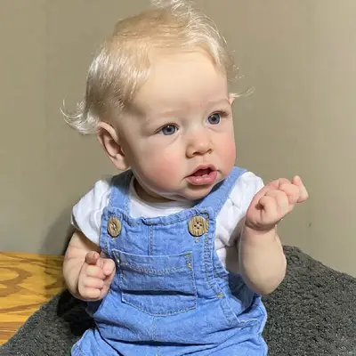 20" Realistic Soft Vinyl Toddler Girl with Blonde Hair and Blinking Eye Colors