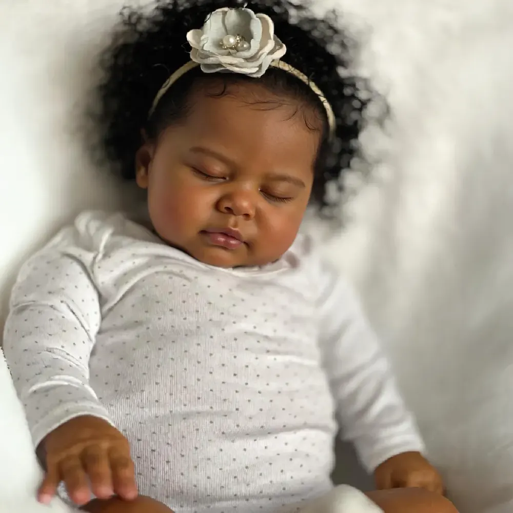 20" Reborn Baby African American Doll with Black Curly Hair, photograph 6