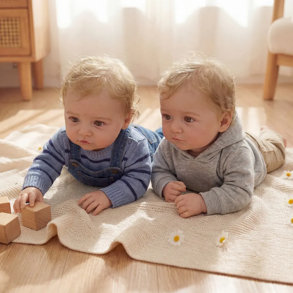 20" Reborn Baby Boy Doll with Curly Blonde Hair, photograph 2